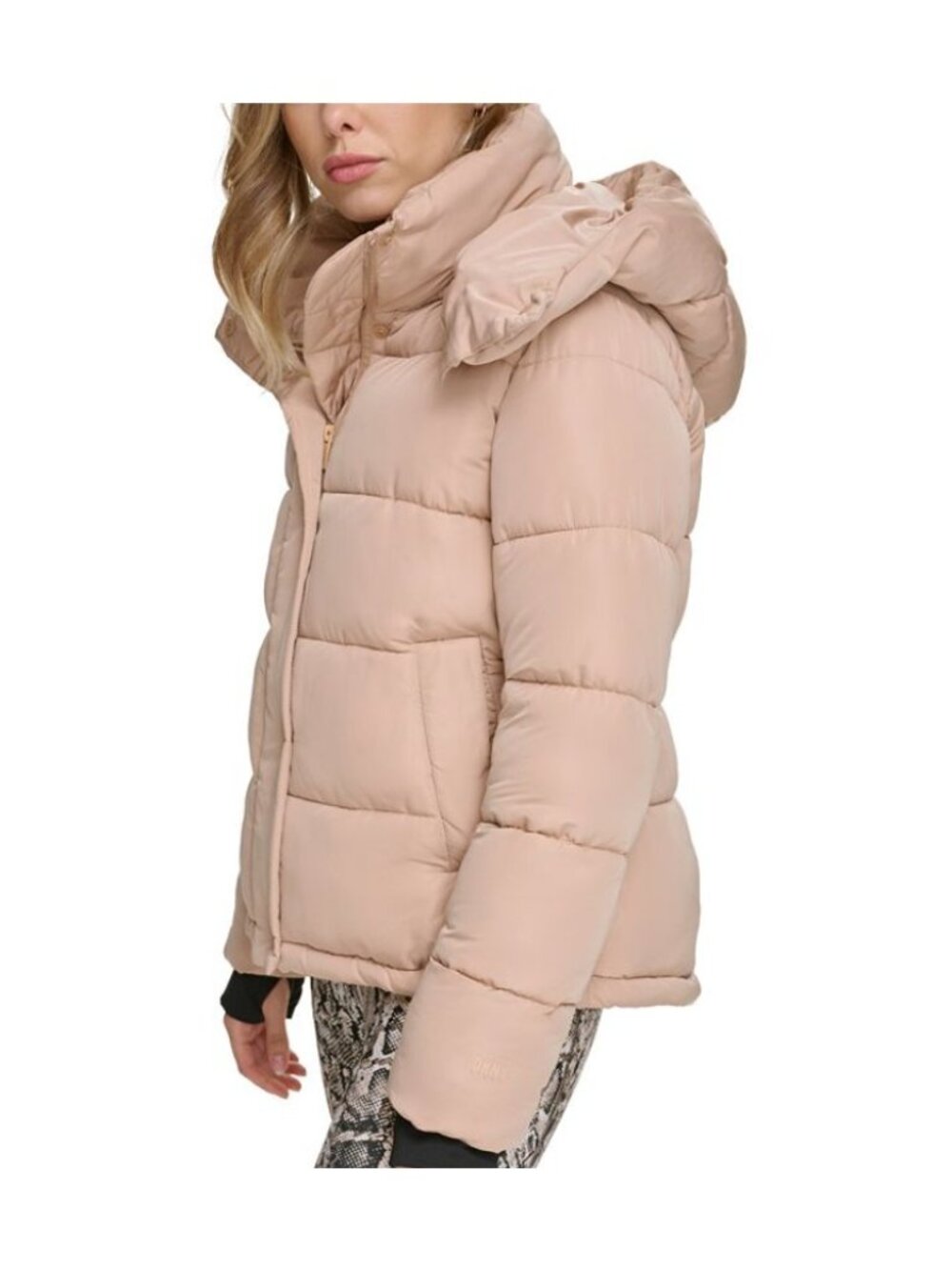 DKNY Sport Womens Performance Lightweight Full Zipper Puffer Jacket - Praline - - Picture 2 of 5